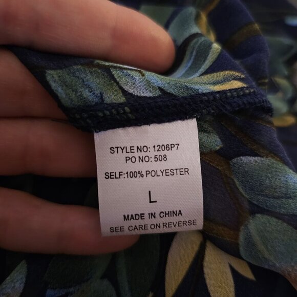 Blu Heaven Duster Cardigan Large Blue Floral Open-Shoulder Boho Garden Fairy NEW - Picture 6 of 10